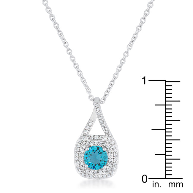 Classic Christal 1.2ct Aqua CZ Rhodium Plated Necklace