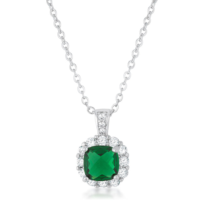 Gorgeous 2.6ct Emerald CZ Rhodium Classic Necklace