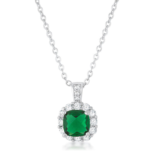 Gorgeous 2.6ct Emerald CZ Rhodium Classic Necklace