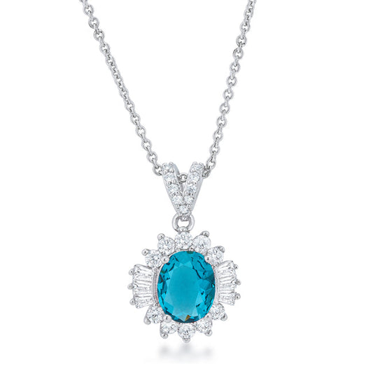 Chrisalee 3.2ct Aqua CZ Classic Drop Pendant Necklace