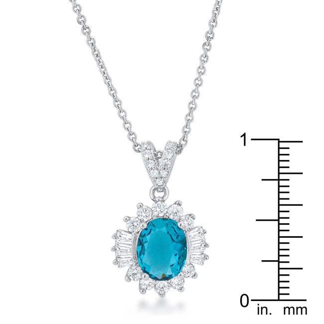 Chrisalee 3.2ct Aqua CZ Classic Drop Pendant Necklace