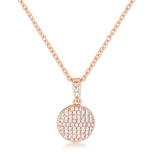 Rose Gold Plated CZ Necklace Pave Pendant Necklace