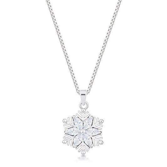2.04Ct Rhodium Brilliant Marquise Snowflake Pendant Necklace