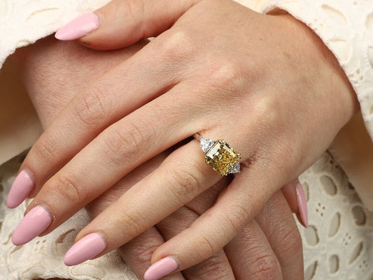 Three Stone Square Cubic Zirconia Engagement Ring