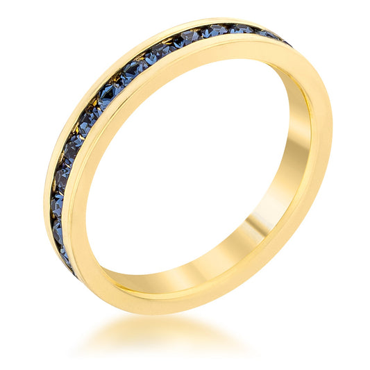 Stylish Stackable Montana Blue Gold Eternity Band Ring