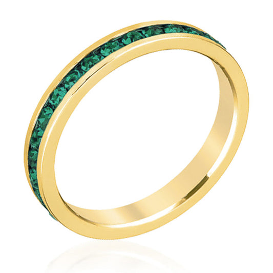 Stylish Stackable Eternity Green Crystal Ring