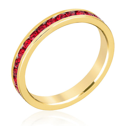 Stylish Stackable Ruby Red Gold Ring