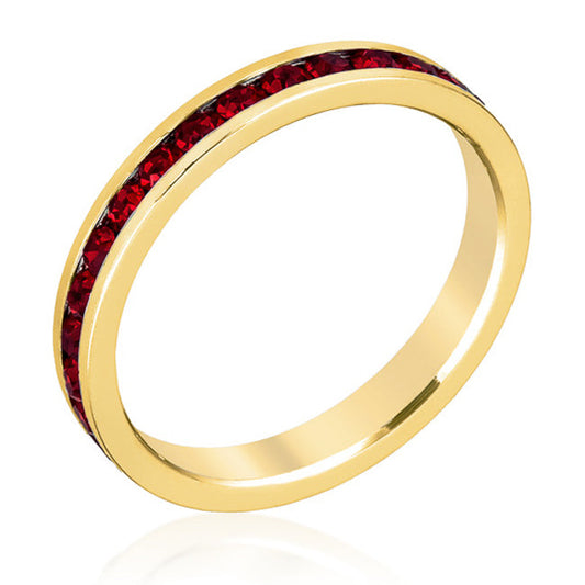 Stylish Stackable Garnet in Gold Crystal Eternity Band Ring