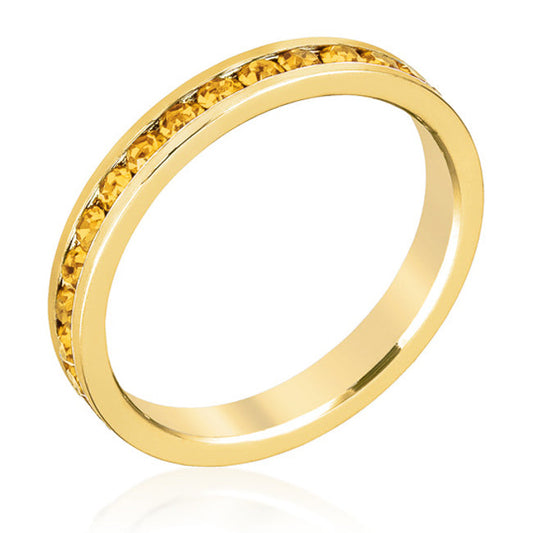 Stylish Stackable Yellow Crystal Gold Eternity Band Ring