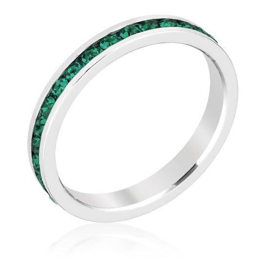 Stylish Stackable Emerald Crystal Eternity Band Ring