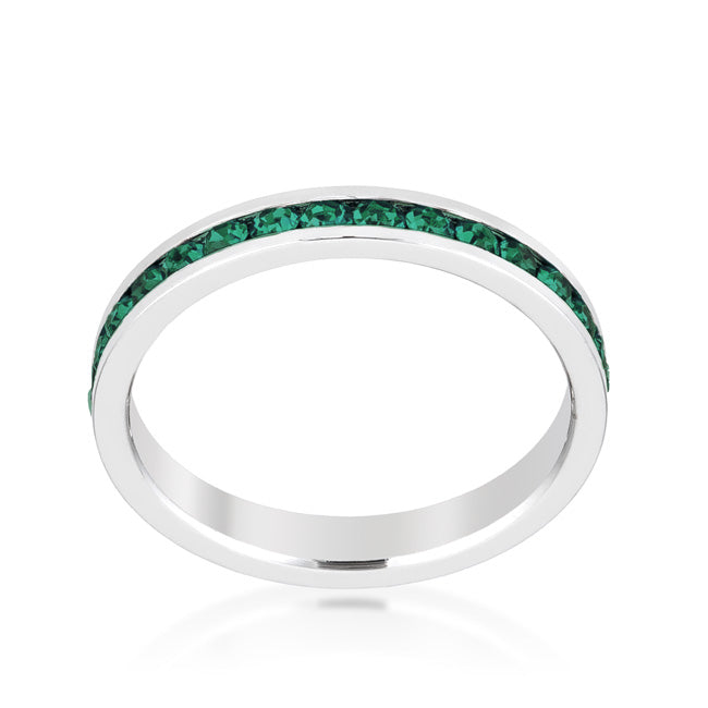 Stylish Stackable Emerald Crystal Eternity Band Ring