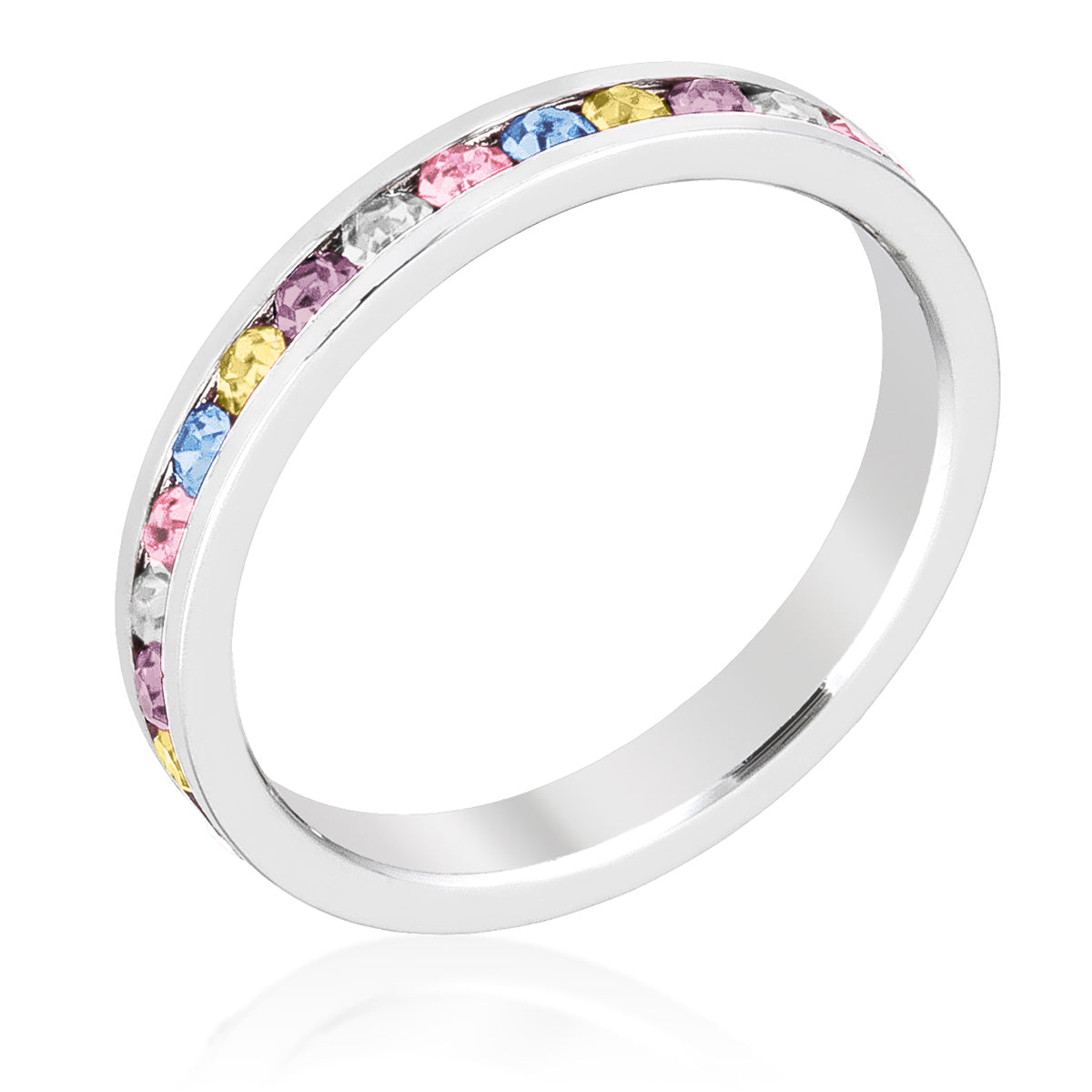Stylish Stackable Mixed Multicolored Crystal Ring