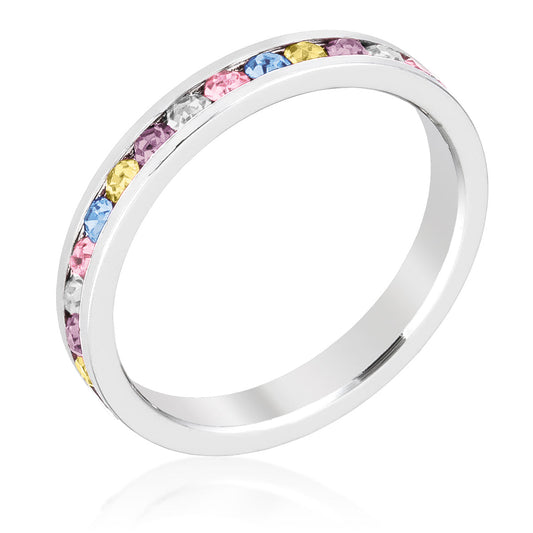 Stylish Stackable Mixed Multicolored Crystal Ring