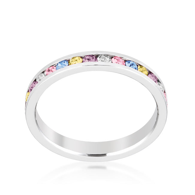 Stylish Stackable Mixed Multicolored Crystal Ring