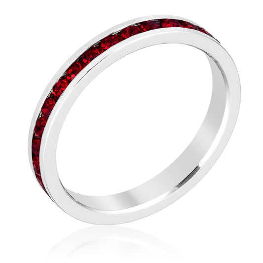 Stylish Stackable Garnet Crystal Eternity Band Ring