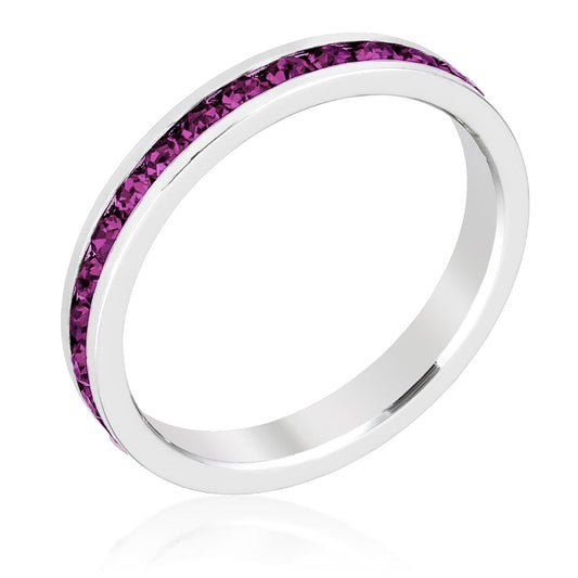 Stylish Stackable Amethyst Crystal Eternity Band Ring
