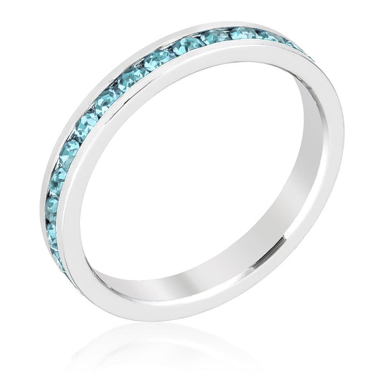 Stylish Stackable Aquamarine Crystal Eternity Band Ring