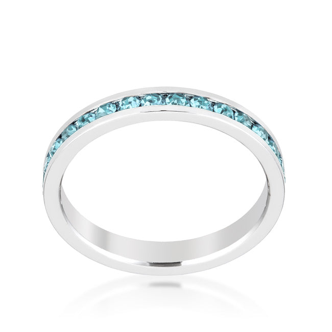 Stylish Stackable Aquamarine Crystal Eternity Band Ring