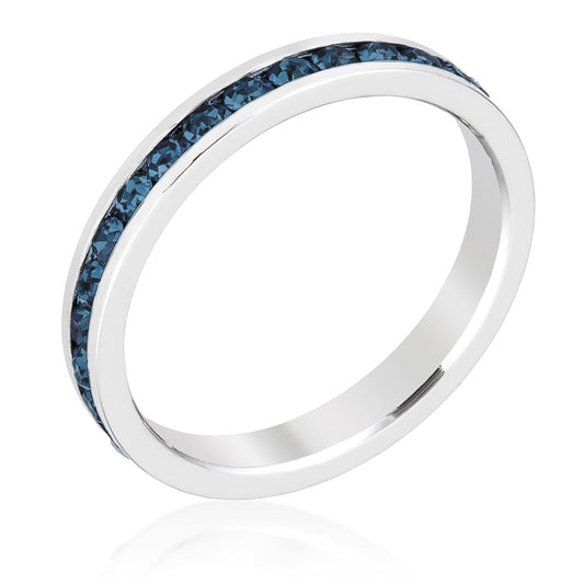 Stylish Stackable Montana Blue Crystal Eternity Band Ring