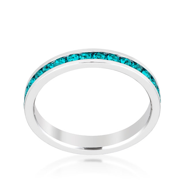 Stylish Stackable Turquoise Crystal Eternity Band Ring