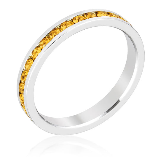Stylish Stackable Yellow Crystal Eternity Band Ring