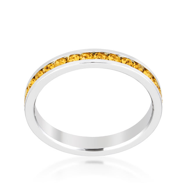 Stylish Stackable Yellow Crystal Eternity Band Ring