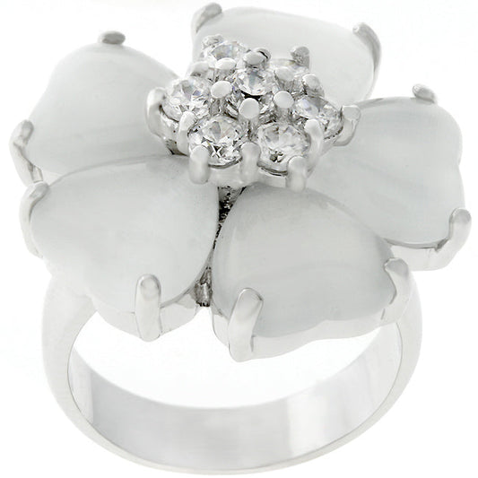 Floral Nouveau Cubic Zirconia Ring
