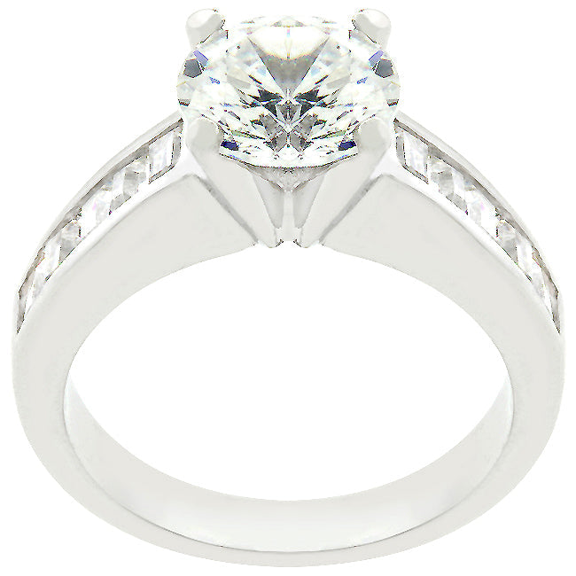 Classic Rhodium Plated Engagement Ring
