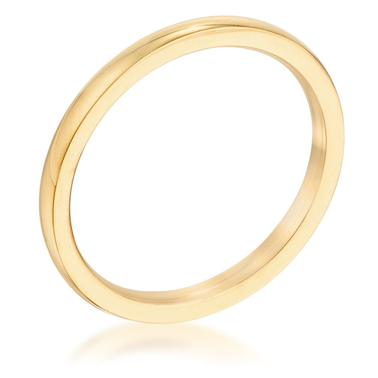 Simple 2mm 18K Gold Plated Stainless Steel Wedding Band