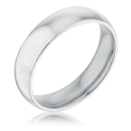 Rhodium Plated 5mm Stainless Wedding Band