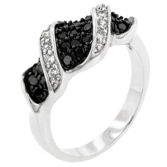 Cubic Zirconia Black Pave Swirl Ring