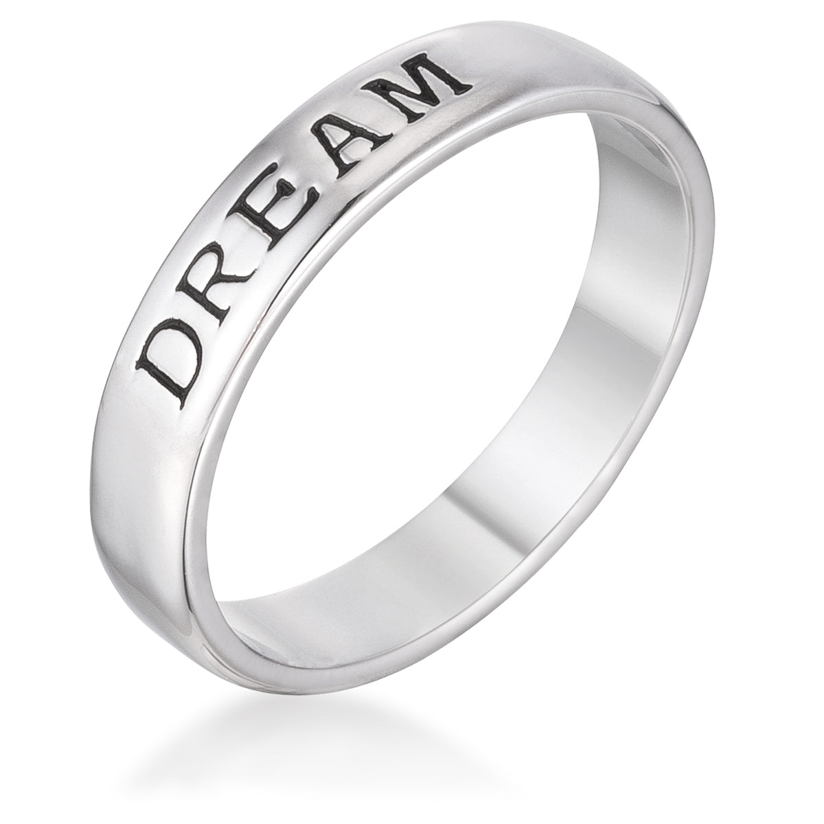 "DREAM" Rhodium Plated Band Ring