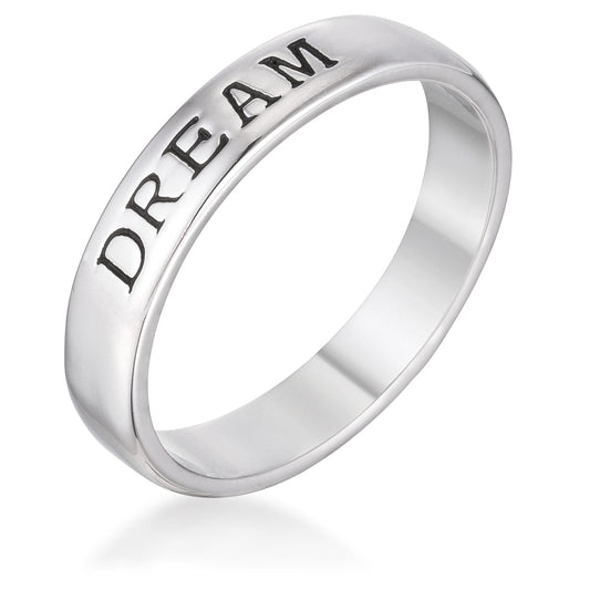 "DREAM" Rhodium Plated Band Ring