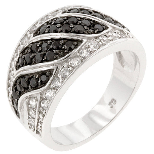 Black and White Pave Swirl Ring