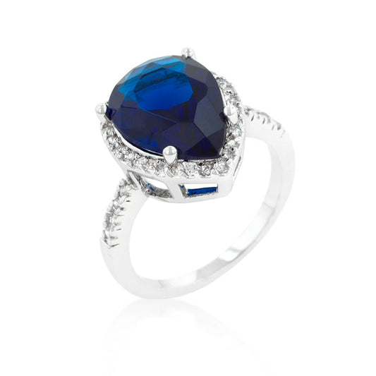 Sapphire Cubic Zirconia 7.5CT Drop Ring