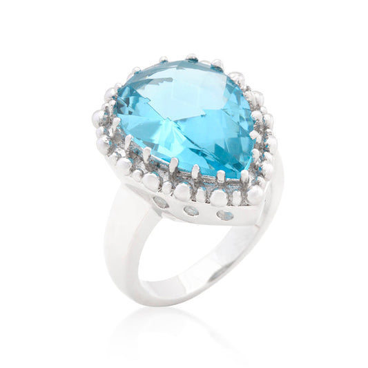 Teardrop Solitaire Blue Topaz Cocktail Ring