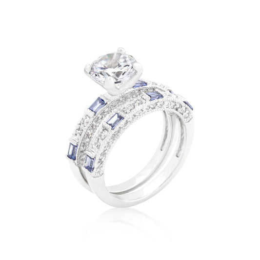 Clear and Purple Tanzanite Cubic Zirconia Ring Set