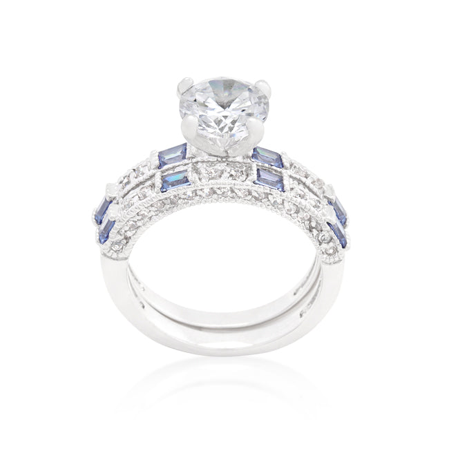 Clear and Purple Tanzanite Cubic Zirconia Ring Set