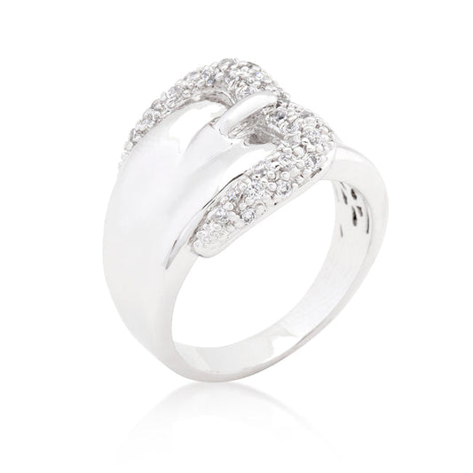 Simple Cubic Zirconia Platinum Plated Belt Ring
