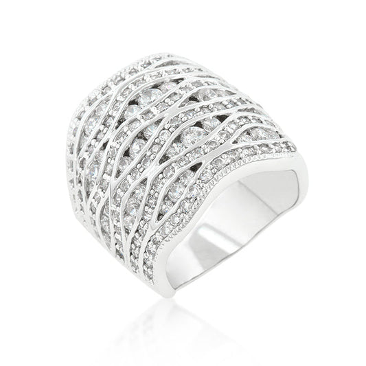 Cubic Zirconia Pave Abstract Wave Ring