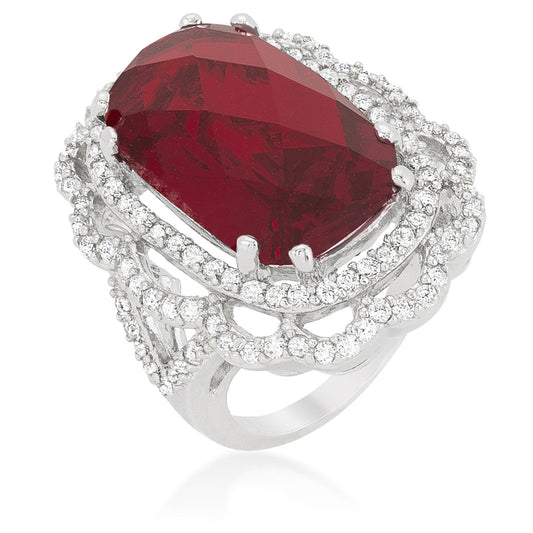 Beautiful Bold 25.8CT Red Cocktail Crest Ring