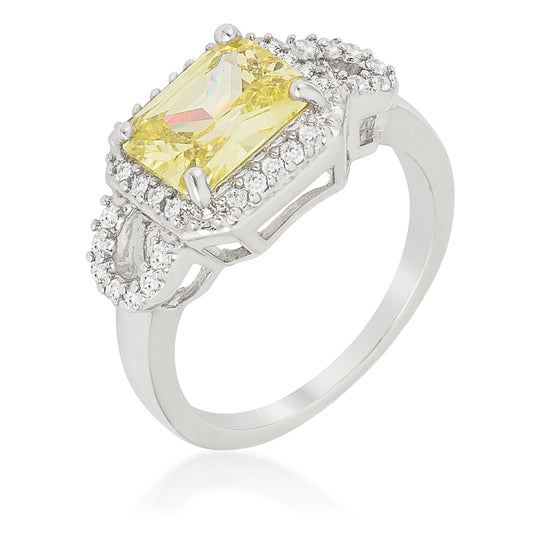 Radiant Cut Canary Halo Ring