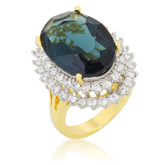 Two Tone Double Halo Cocktail Ring