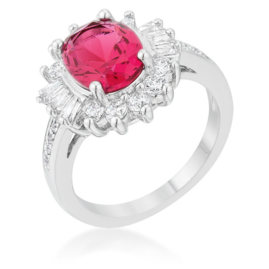Chrisalee 3ct Ruby CZ Rhodium Classic Ring