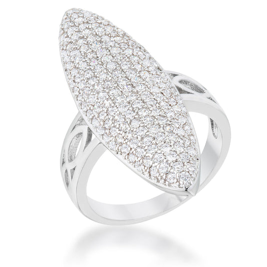 Bella Pave 2.3ct CZ Rhodium Contemporary Cocktail Ring