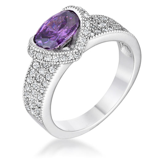 Stunning 1.6 Ct Amethyst Oval CZ Ring