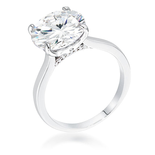 Exquisite 5Ct Rhodium Britney Round Solitaire Engagement Ring