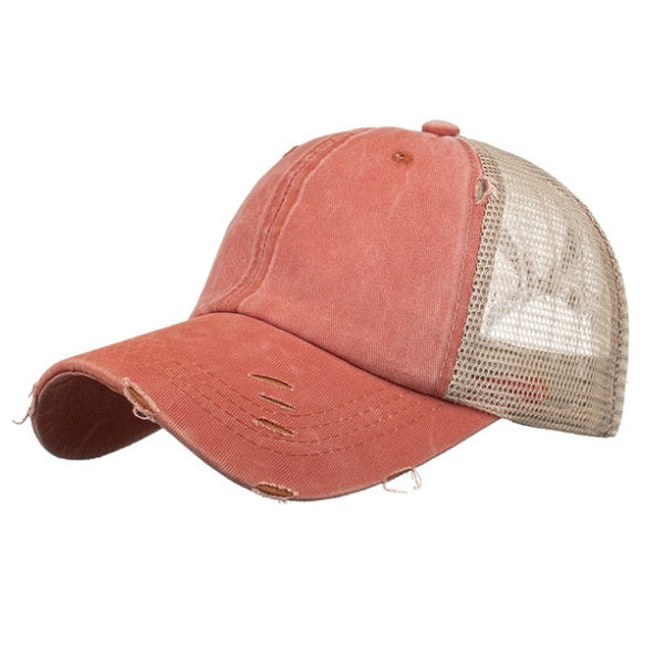 Distressed Messy Bun Ball Cap