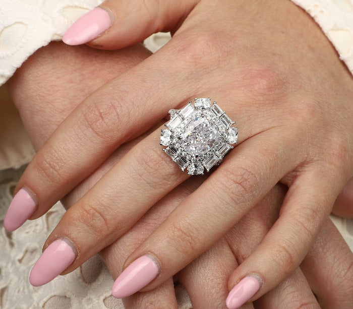 Cocktail Cushion Cut Cubic Zirconia Ring 5CT or 12CT