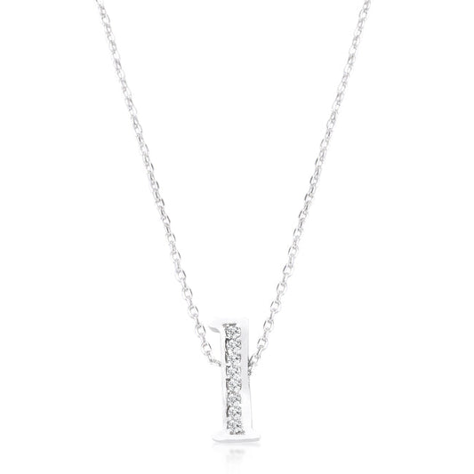 Classic Pave Cubic Zirconia Initial L Pendant Necklace